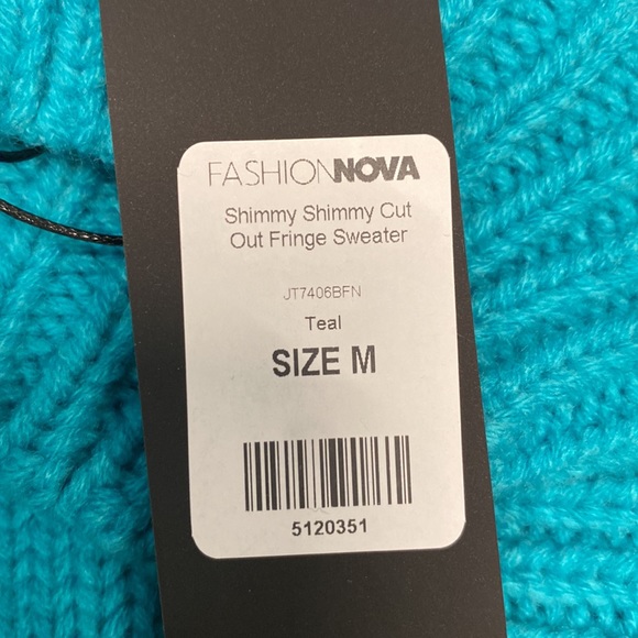 Fashion Nova - cold shoulder/fringed cropped sweater - Picture 6 of 6